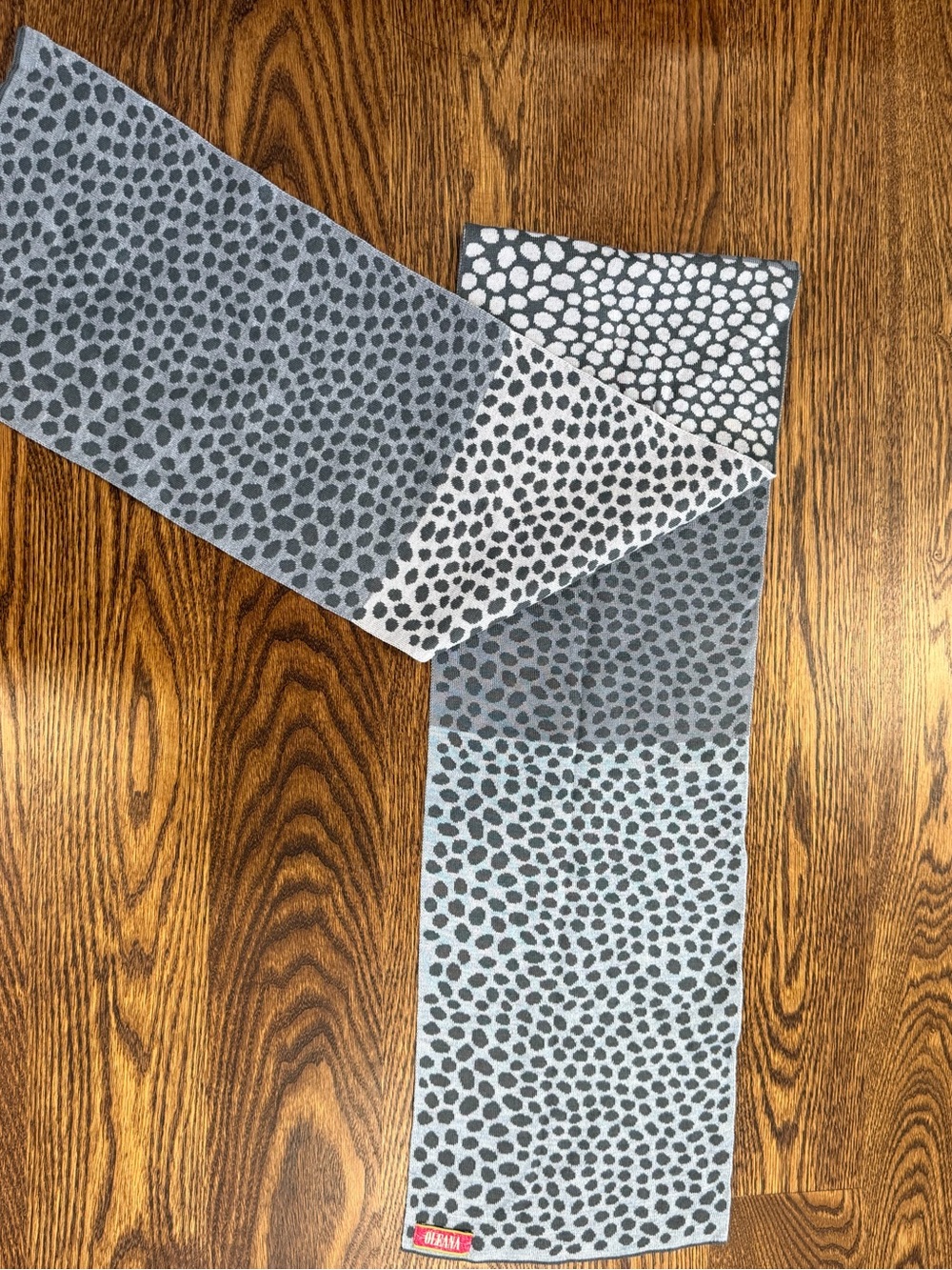 Oleana Gray Polka Dot Knit Scarf - Ladies' Reversible Style
